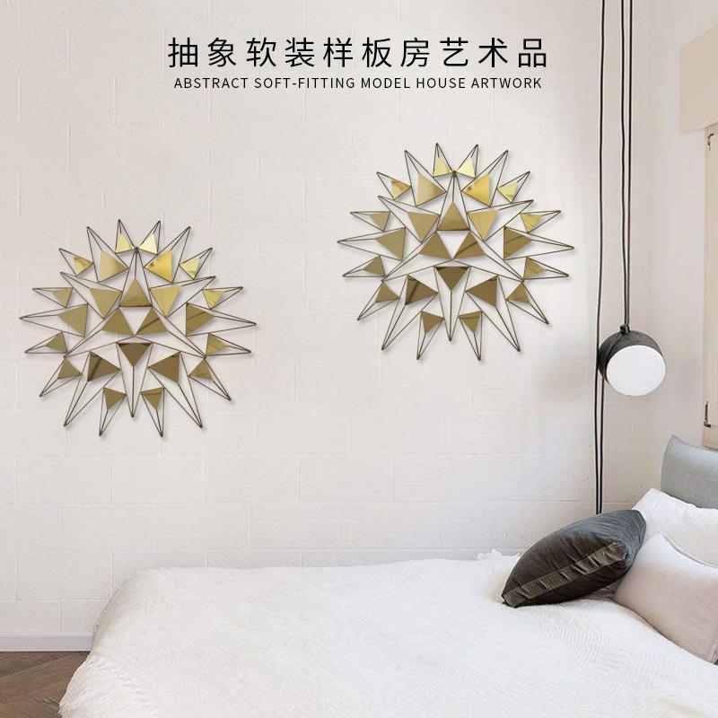 不锈钢金色组合太阳圆形挂件抽象软装客厅卧室样板房壁挂艺术品