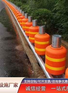 旋E转式黄色VA滚转筒子筒防桶护栏高EWX速公路旋转转撞桶防护栏