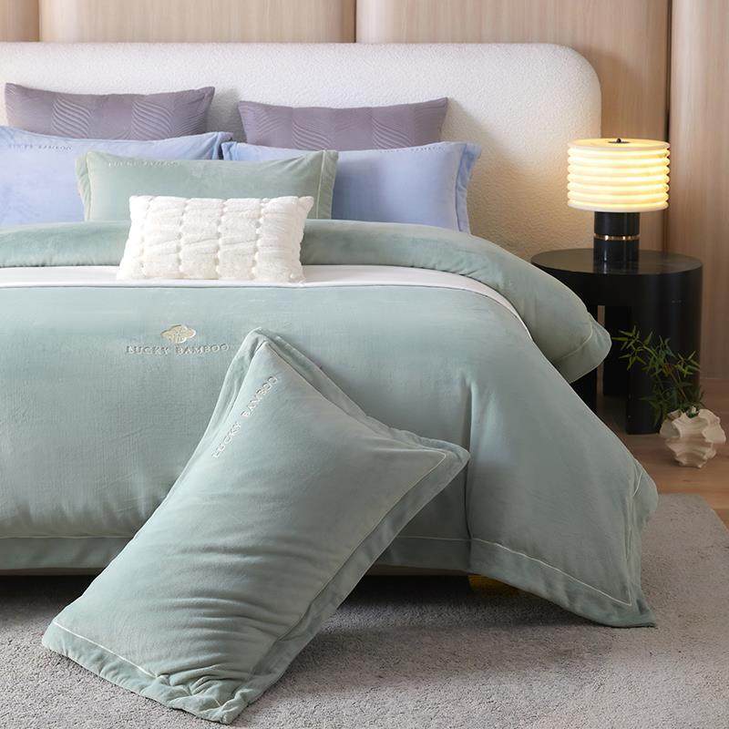 高档高端轻奢高感级牛奶四件套珊瑚绒被套加绒法绒兰绒床品单加厚