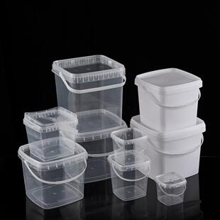 腊八粥打包盒饮料桶透明方形桶塑料桶带盖手提桶食品打包桶密封桶