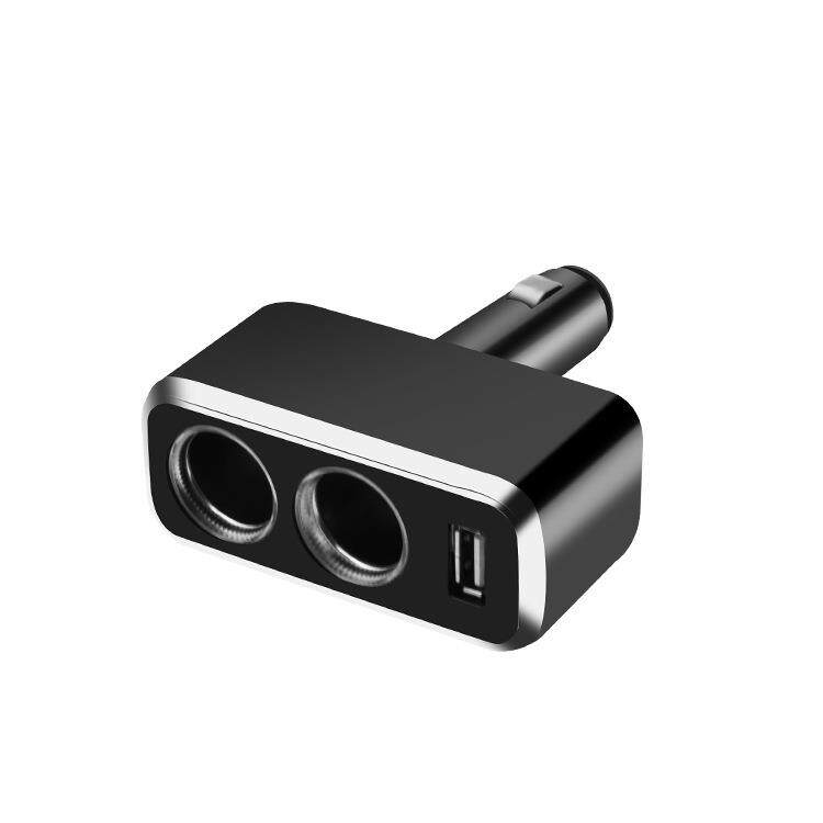舜威 一分二带USB电源分配器 点烟器 USB车充SD-1909车载