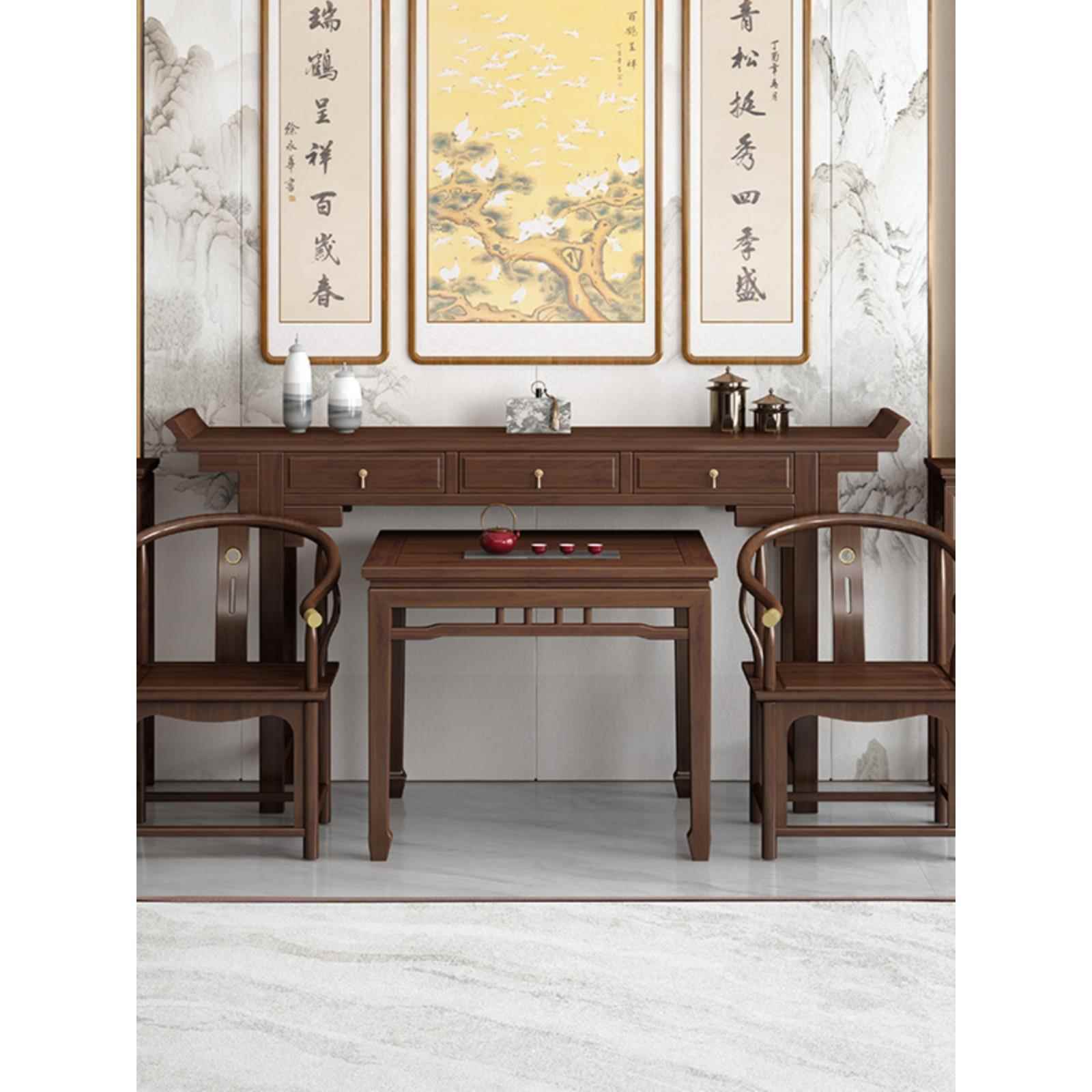 实木中堂六件套四件套客厅八仙新中式农村神台堂屋供桌条案翘头桌