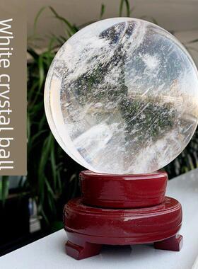 祥云阁白色水晶球装饰品大型天然矿物冶炼水晶球客厅装饰品