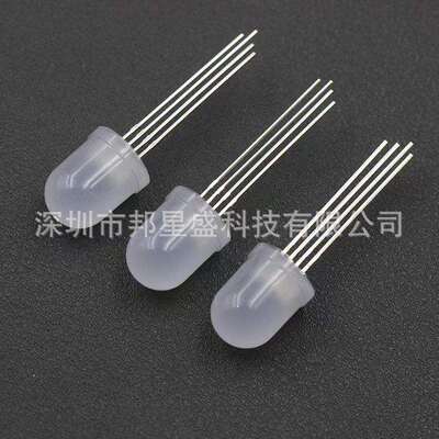 厂家供应 f10全彩RGB 四只脚高亮发光二极管10mm 直插led灯珠