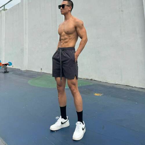 Ice silk double layered shorts with men's inner lining
