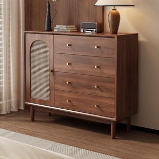 全实木斗柜小立柜客厅收纳柜覆古藤编置物柜卧室靠墙收纳柜抽屉柜