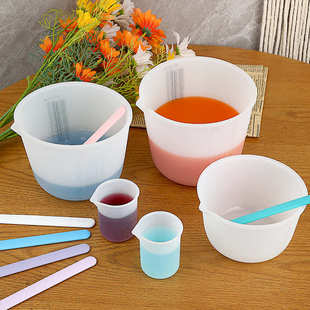 600ml印字刻度量杯硅胶搅拌棒石膏蜡烛工具套装 DIY1500ml 1000ml