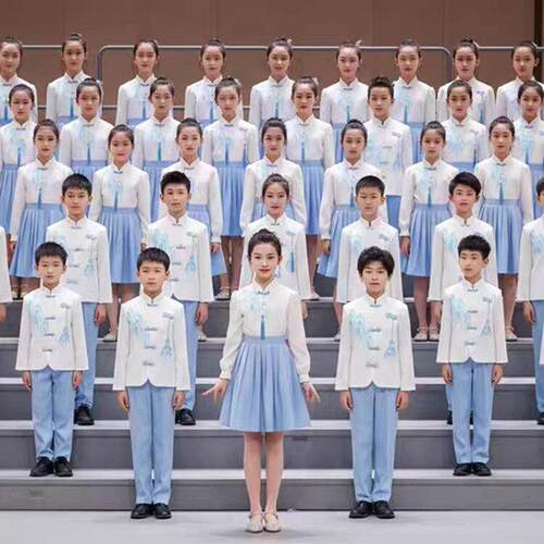 儿童初中小学生女童中国风大合唱团诗歌爱国朗诵演讲比赛演出服装