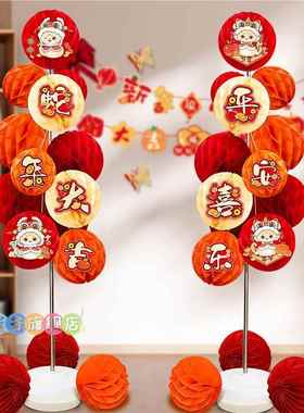 2025新年装饰用品路牌立柱摆件蛇年过年春节商场元旦氛围场景布置