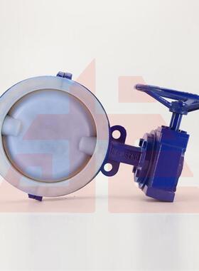 D3衬71F46A-16C涡轮对夹式衬氟上海卡玫蝶阀 PTFE/PF碳四钢衬氟全