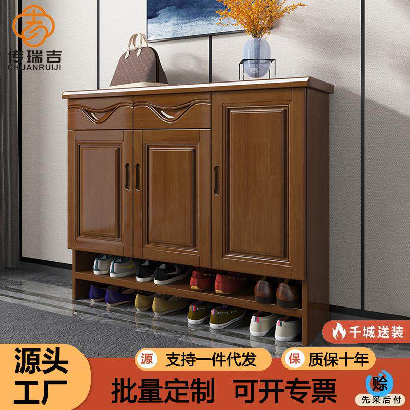鞋柜2023新款家用门口小户型入户玄关柜实木鞋架爆款大容量楼道外