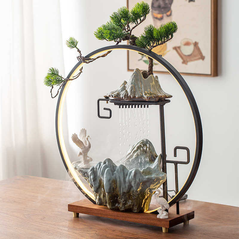 流水摆件客厅桌面假山喷泉创意雨帘造景加湿器办公室招财开业礼品,家居饰品,流水摆件,淘宝优惠券,粉丝福利购,淘宝优惠卷