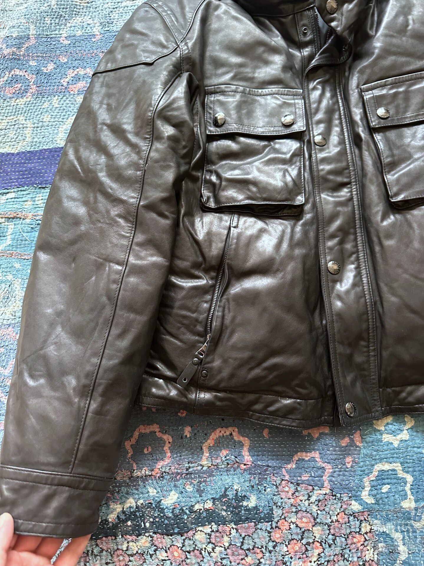 Polo Ralph Lauren Leather Down Jacket — detail