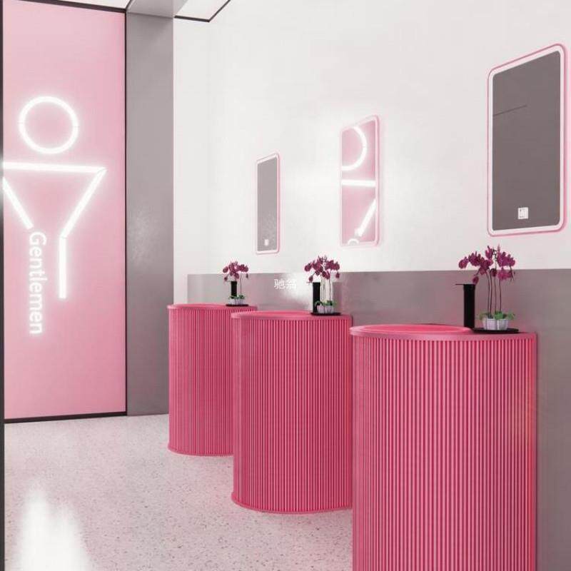 Dzp工业风洗手台卫生间商用网红创意一体洗漱池彩色落地式立柱洗