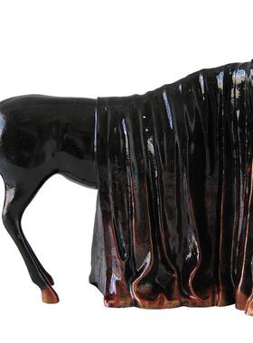 新中式创意金属蒙面马雕塑摆件样板间售楼处酒店大厅玄关书房桌面