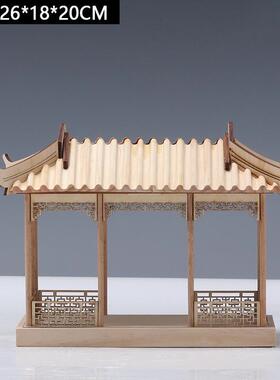 新中式创意木质仿软古建筑摆件亭房子板间茶HFV样室禅意凉楼阁装
