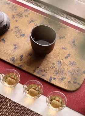 织了|秋|茶24328香云纱茶桌垫|新中式茶席布|茶示具展席|干泡席