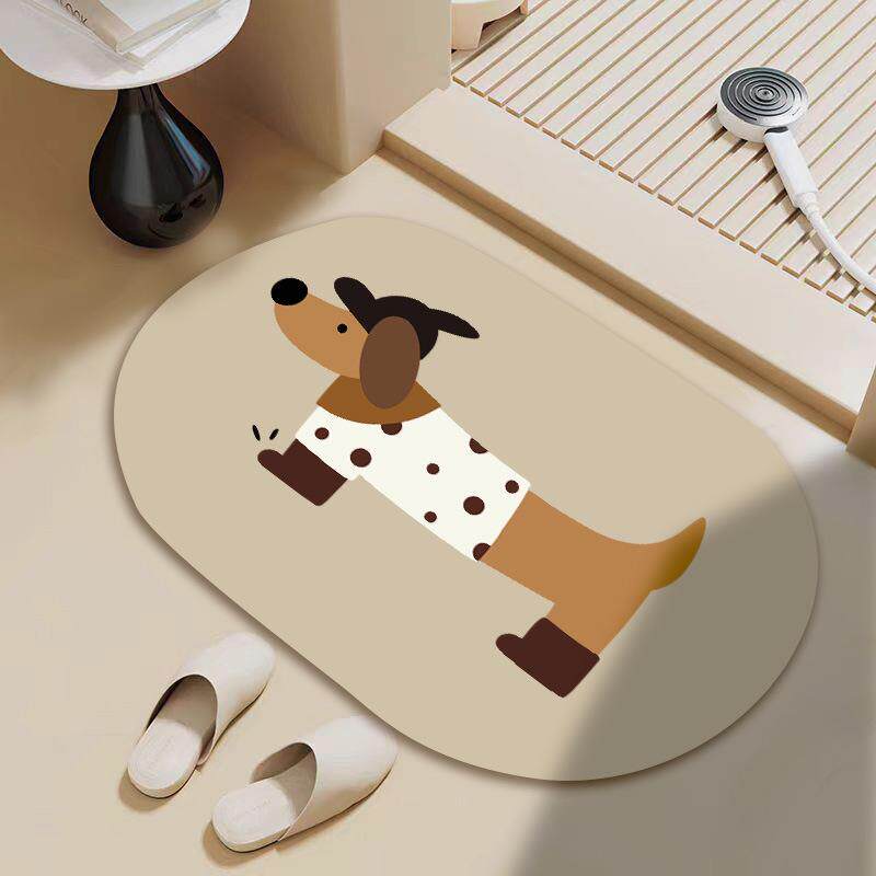 腊肠狗浴室地垫硅藻泥软垫强吸水防滑速干硅胶卫生间厕所门口耐脏