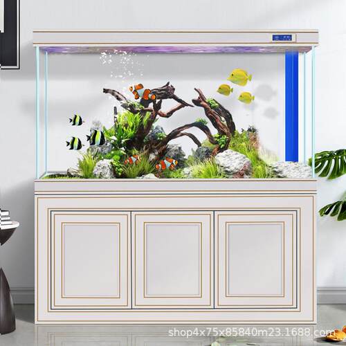 轻奢鱼缸客厅家用超白玻璃中大型水族箱底滤生态龙鱼缸办公室隔断