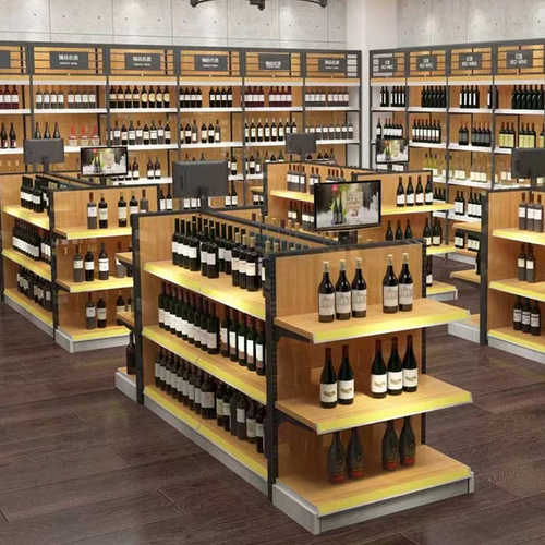 超市烟酒店酒柜展示架置物架白酒展示柜靠墙陈列柜双面中岛展柜