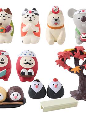 ZAKKA 赏枫叶 达摩茶屋三毛猫浣熊树脂工艺品摆件拍摄道具