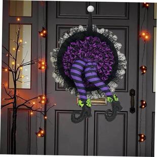 Leg Halloween Witch Hat Wreath Door