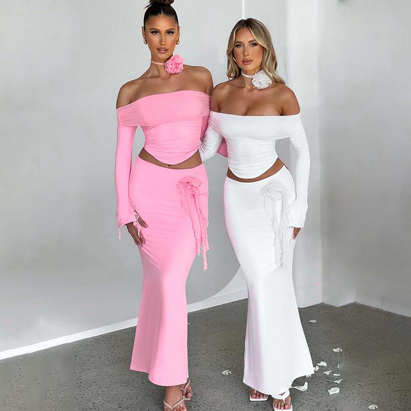 Two-piece sister and bestie suit sexy tube top long-sleeved