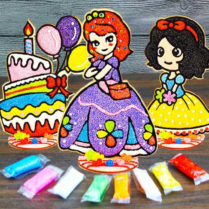 雪花泥画珍珠粘土3d立体木板画幼儿女孩公主儿童diy手工制作玩具