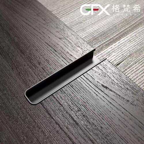 意式轻奢拉手窄边设计师款 抽屉黑色灰色挖槽把手Poliform风格