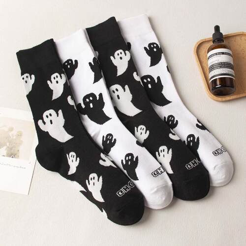 Women's Ghost Print Mid-calf Socks Casual Socks Soft Comfy