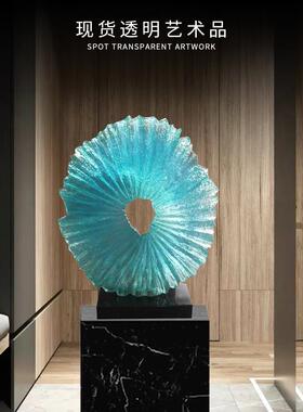 酒店大堂透明树脂雕塑玄关摆件样版房客厅前台装饰水浪假山艺术品