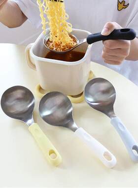 韩国吃播pland同款不锈钢汤勺家用食品级盛汤勺子硅胶柄吃面粥勺