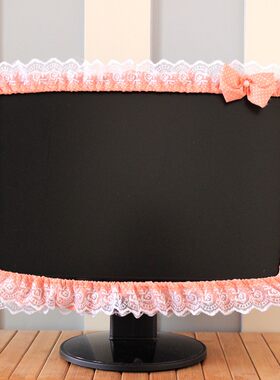 晓朵 蕾丝布艺电脑边框套 显示器屏幕防尘罩 带松紧笔兜蝴蝶结