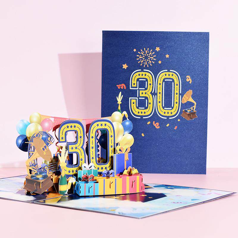 创意生日结婚纪念日入职周年贺卡3D立体手工纸雕亚马逊卡片