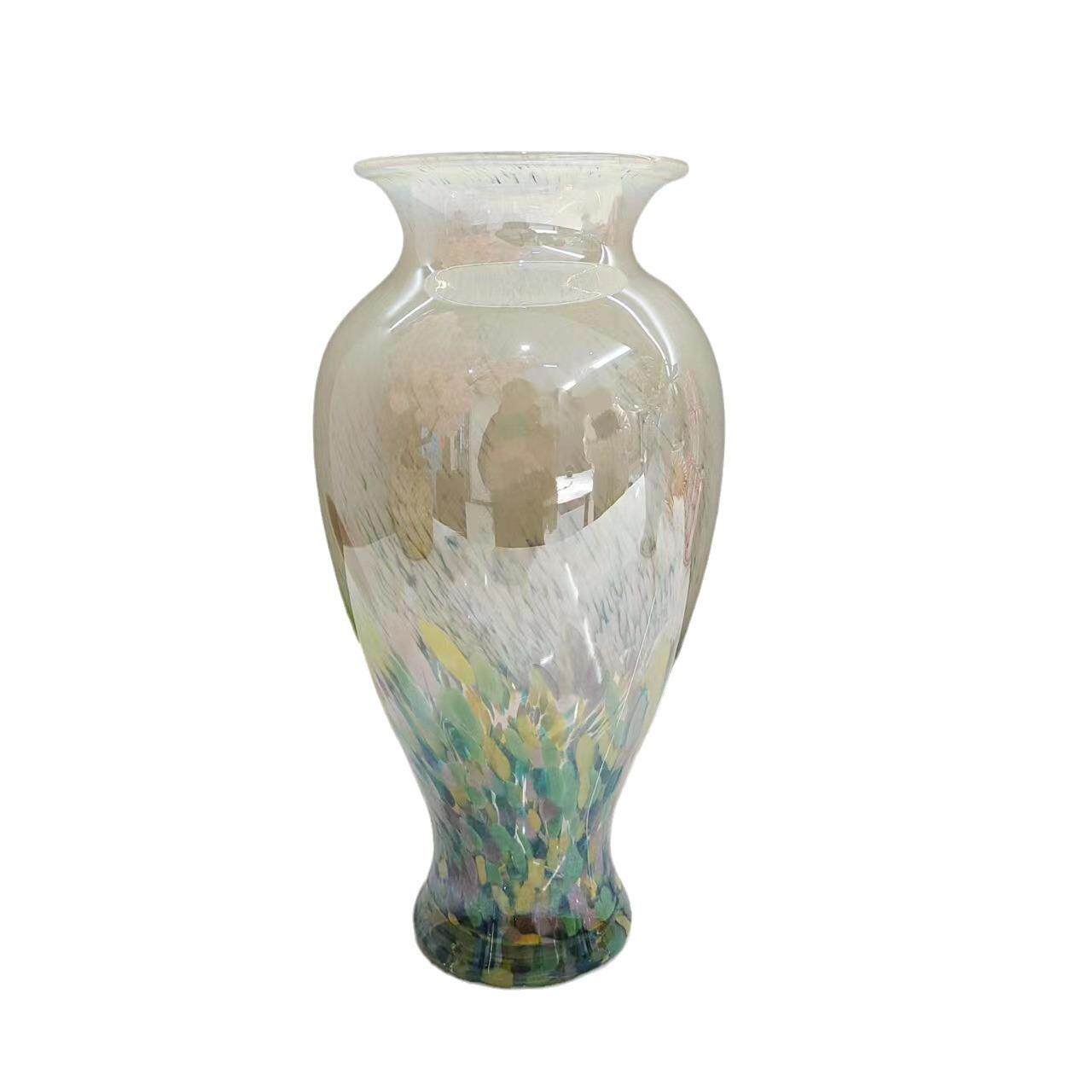 简约复古多色珠光玻璃花瓶家用客厅餐厅桌面玄关插花花器装饰品