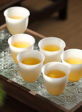 冰种冻玉瓷茶杯羊脂白6祇装喝茶小杯子专用杯10个小茶杯礼盒套组