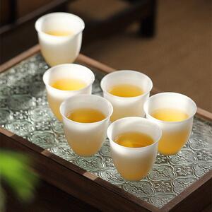 冰种冻玉瓷茶杯羊脂白6祇装喝茶小杯子专用杯10个小茶杯礼盒套组