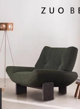 法式覆古单人布艺沙发椅设计师款Minotti Emmi白蜡木休闲懒人沙发