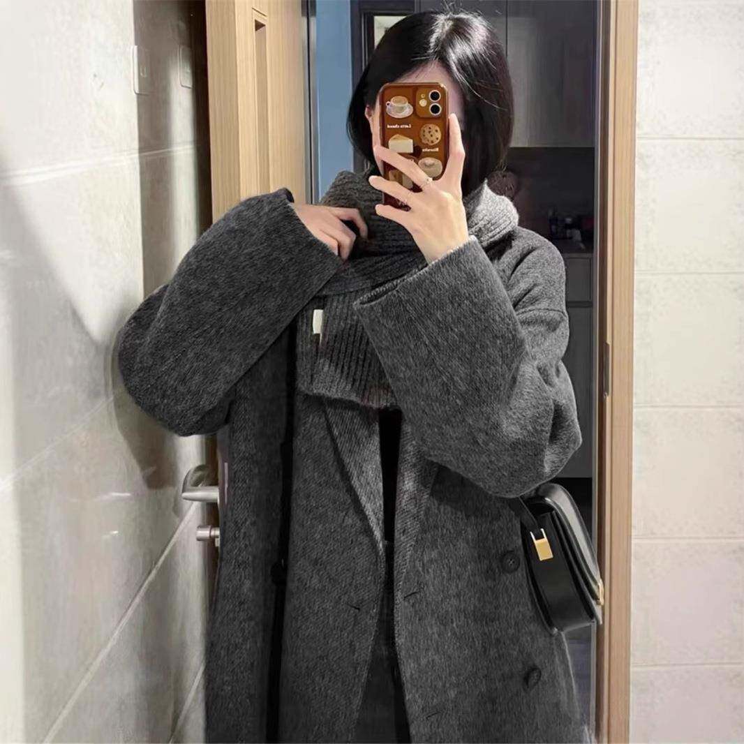 2026秋冬新品慵懒收藏家高端桑蚕丝软糯羊毛大衣女冬新款双面呢