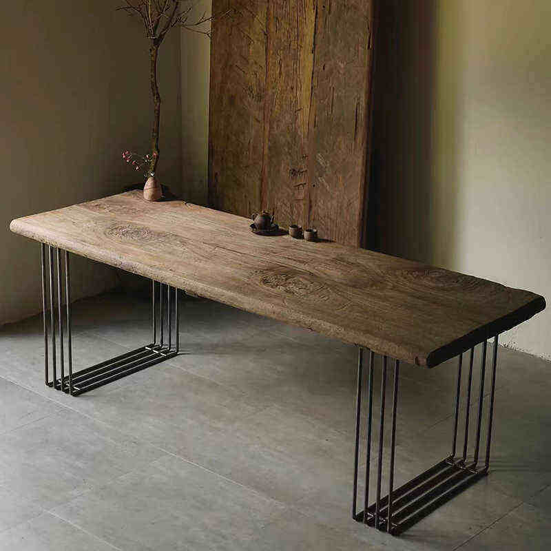 侘寂风实木大板茶桌复古做旧桌子酒店接待办公桌民宿长条桌餐桌椅,商业/办公家具,办公电脑桌,淘宝优惠券,粉丝福利购,淘宝优惠卷