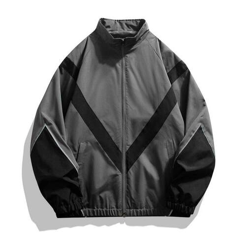 Men's Baseball Jacket High Street Patchwork Print Windproof