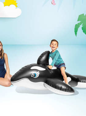 儿童黑鲸坐骑58561intex充气 坐排游泳圈成人-鲨鱼浮造型 大号圈