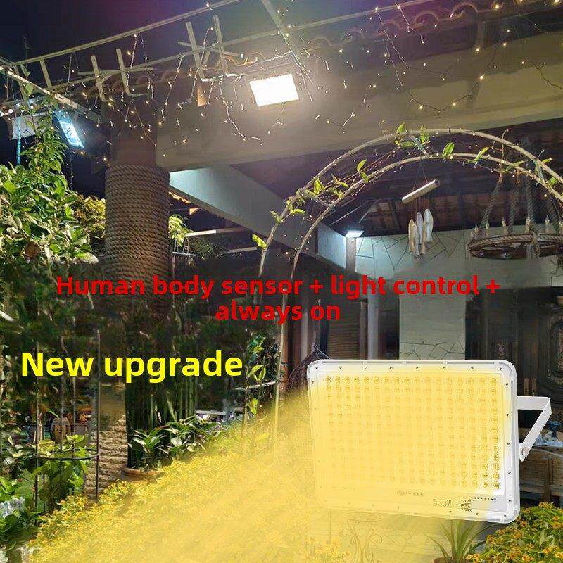 新型太阳能灯超亮一对二户外防水暖光花园灯室内外家用人体传感器