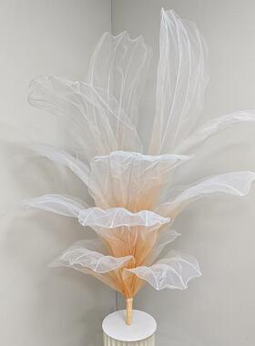 巨手纱花IPL树纱艺桌摆工花餐厅照褶皱造型装置拍道具型橱窗立体