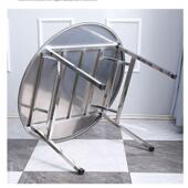 加厚304不锈钢折叠一体圆桌印花版 桌子饭店大排档选用金属其他