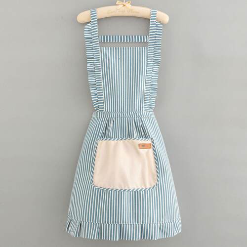 Cotton and linen striped apron, stylish and breathable for h