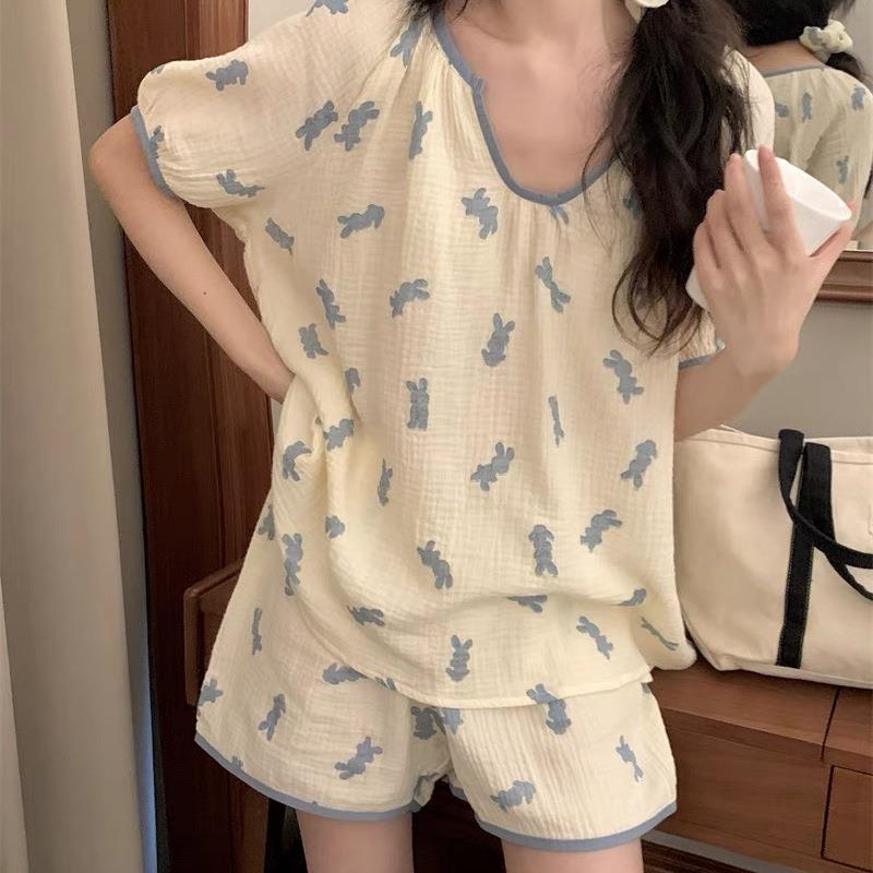 睡衣日系兔子女夏天2026新款短袖短裤甜美可爱薄款夏季家居0831k