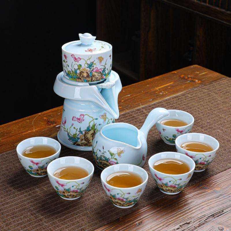 高档青白瓷自动茶具套装中秋年会商务活动送礼时来运转懒人自动泡