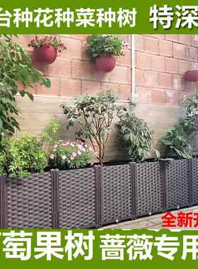 家庭特大户外专用阳台种菜盆组合种植箱长方形花箱塑料花盆花槽