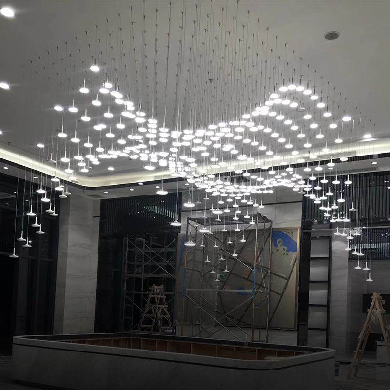 非标工程灯具小平板组合造型售楼部沐足城前台造型铝材led小吊灯